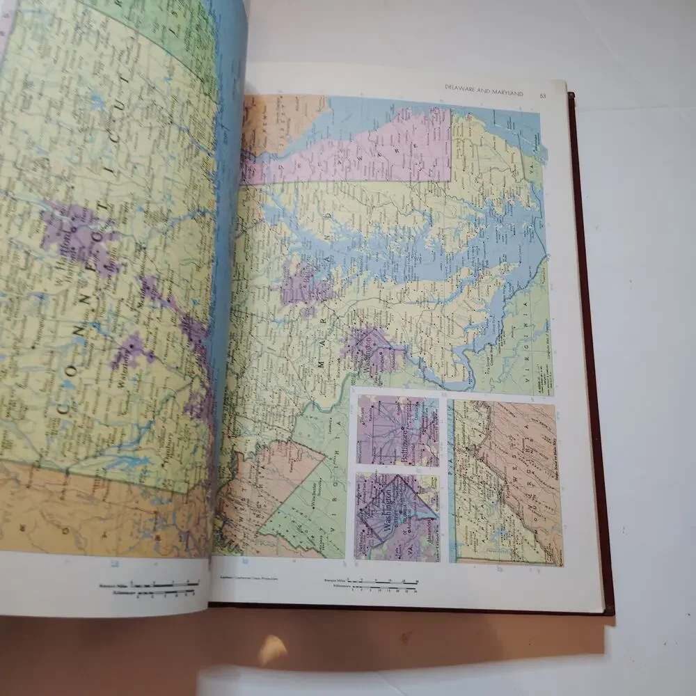 VTG 1973 Rand McNally World Atlas Imperial Edtn Oversized HC Burgundy Gold‑Foil